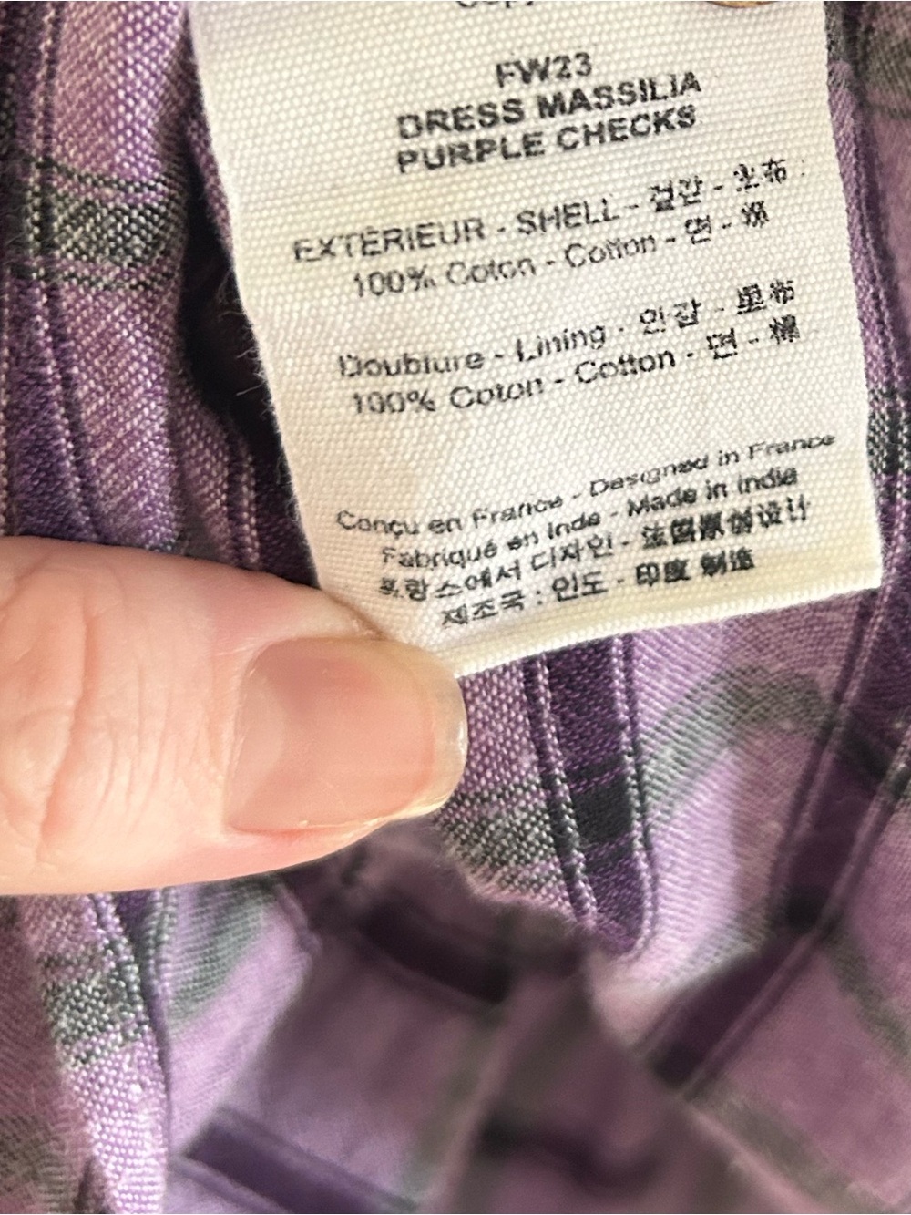 Louise Misha Massilia Purple Plaid Embroidered Dress Girls 6Y - Picture 4 of 4